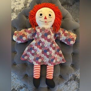 24” Vintage Handmade Raggedy Ann Doll with Orange Hair